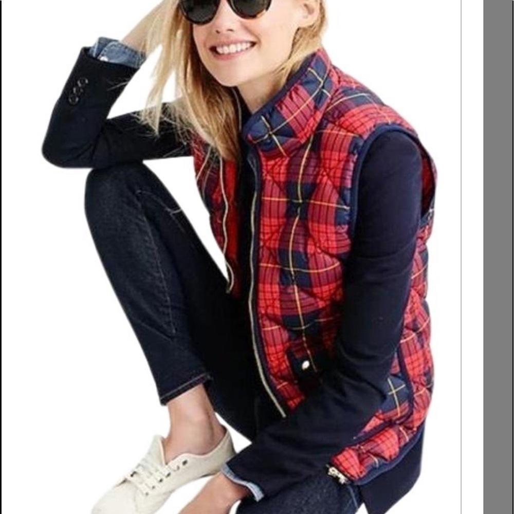 J.Crew Excursion Puffer Down In Tartan Plaid Vest